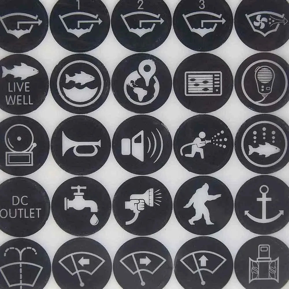 Blue Sea Systems Push Button Switch Label Kit, For 4180 & 4181, 50 ICON Labels — Quality Boat Parts