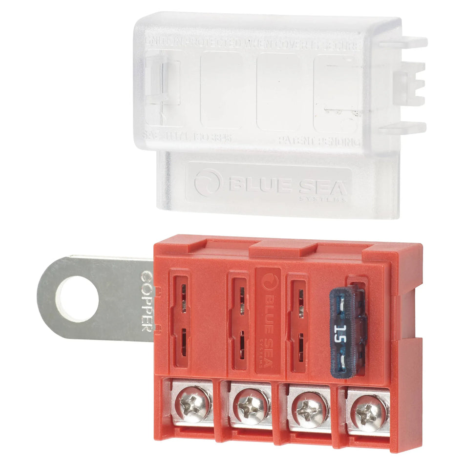Blue Sea Systems ST Blade Battery Terminal Mount Fuse Block, ATO/ATC, 4-Circuit, 32V DC — Quality Boat Parts