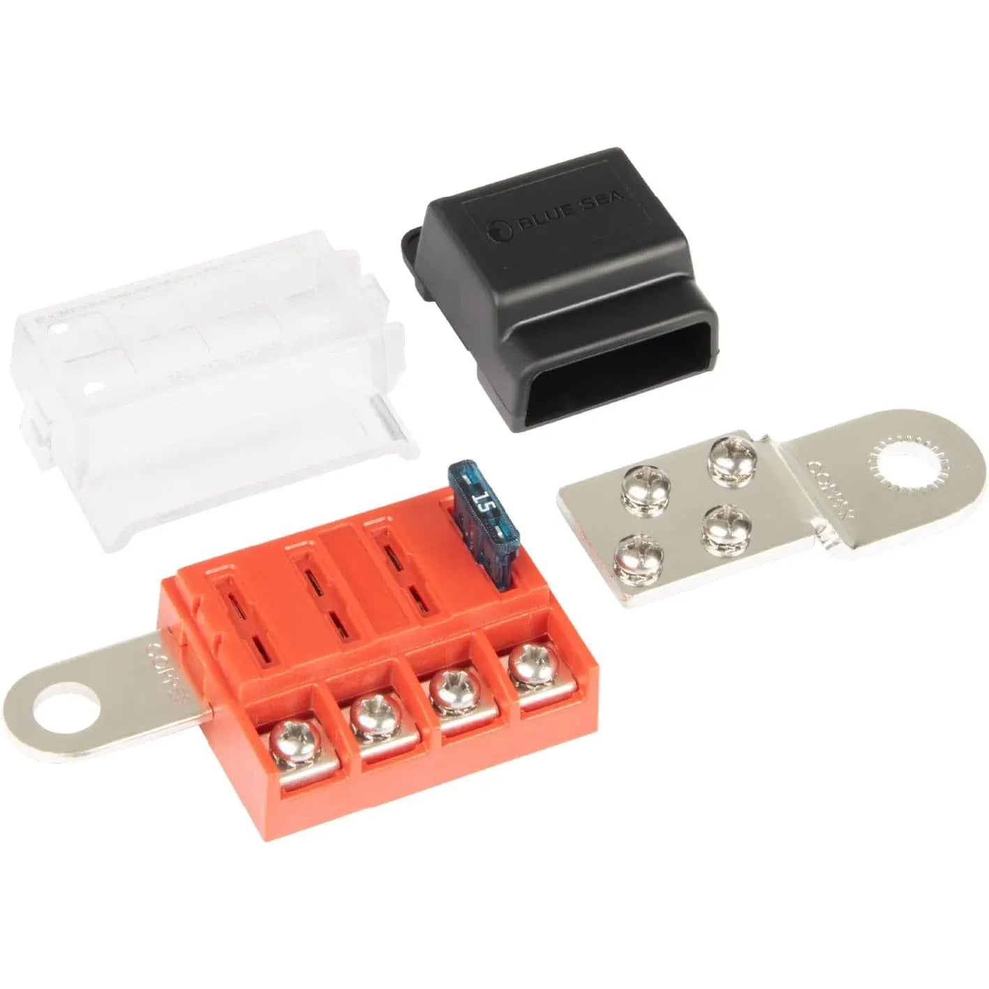 Blue Sea Systems ST-Blade Battery Terminal Mount Fuse Block Kit, 4-Circuit, ATO/ATC, 32V DC, 30A Per Circuit — Quality Boat Parts