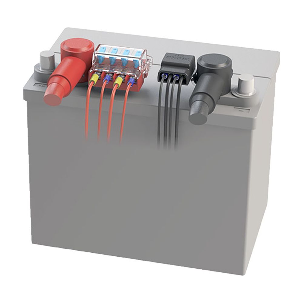 Blue Sea Systems ST-Blade Battery Terminal Mount Fuse Block Kit, 4-Circuit, ATO/ATC, 32V DC, 30A Per Circuit — Quality Boat Parts