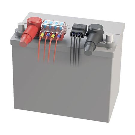 Blue Sea Systems ST-Blade Battery Terminal Mount Fuse Block Kit, 4-Circuit, ATO/ATC, 32V DC, 30A Per Circuit — Quality Boat Parts
