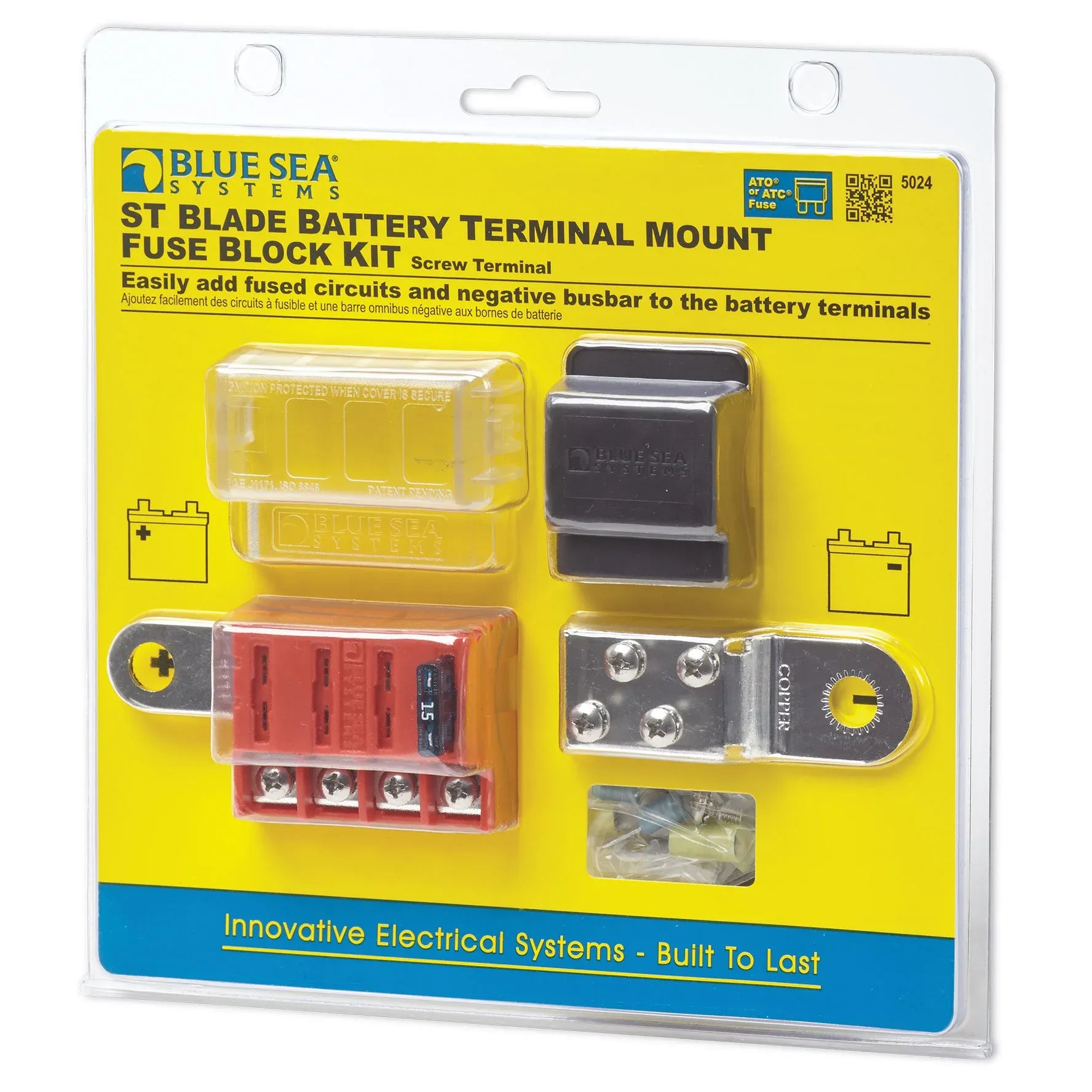 Blue Sea Systems ST-Blade Battery Terminal Mount Fuse Block Kit, 4-Circuit, ATO/ATC, 32V DC, 30A Per Circuit — Quality Boat Parts