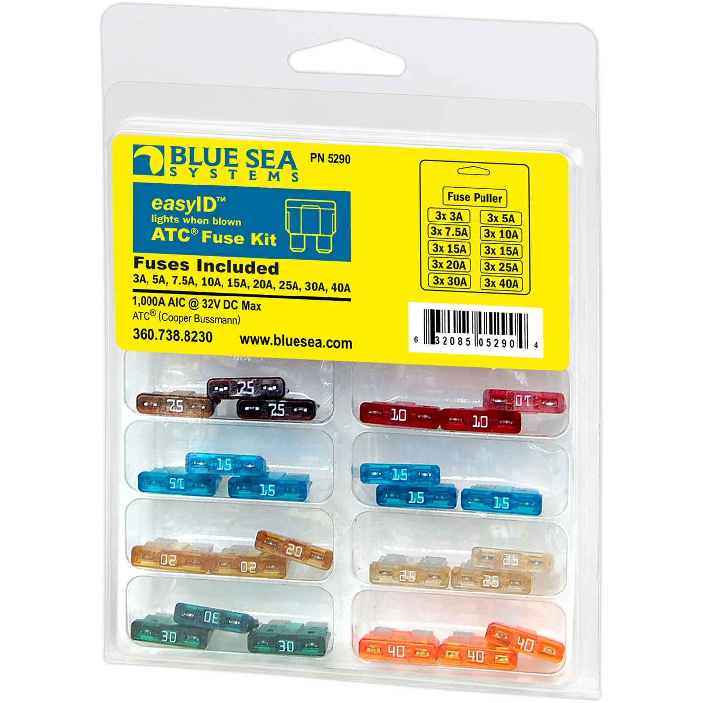Blue Sea Systems easyID ATC Fuse Kit, 31-Piece, 32V DC, LED Blown-Fuse Indication — Quality Boat Parts
