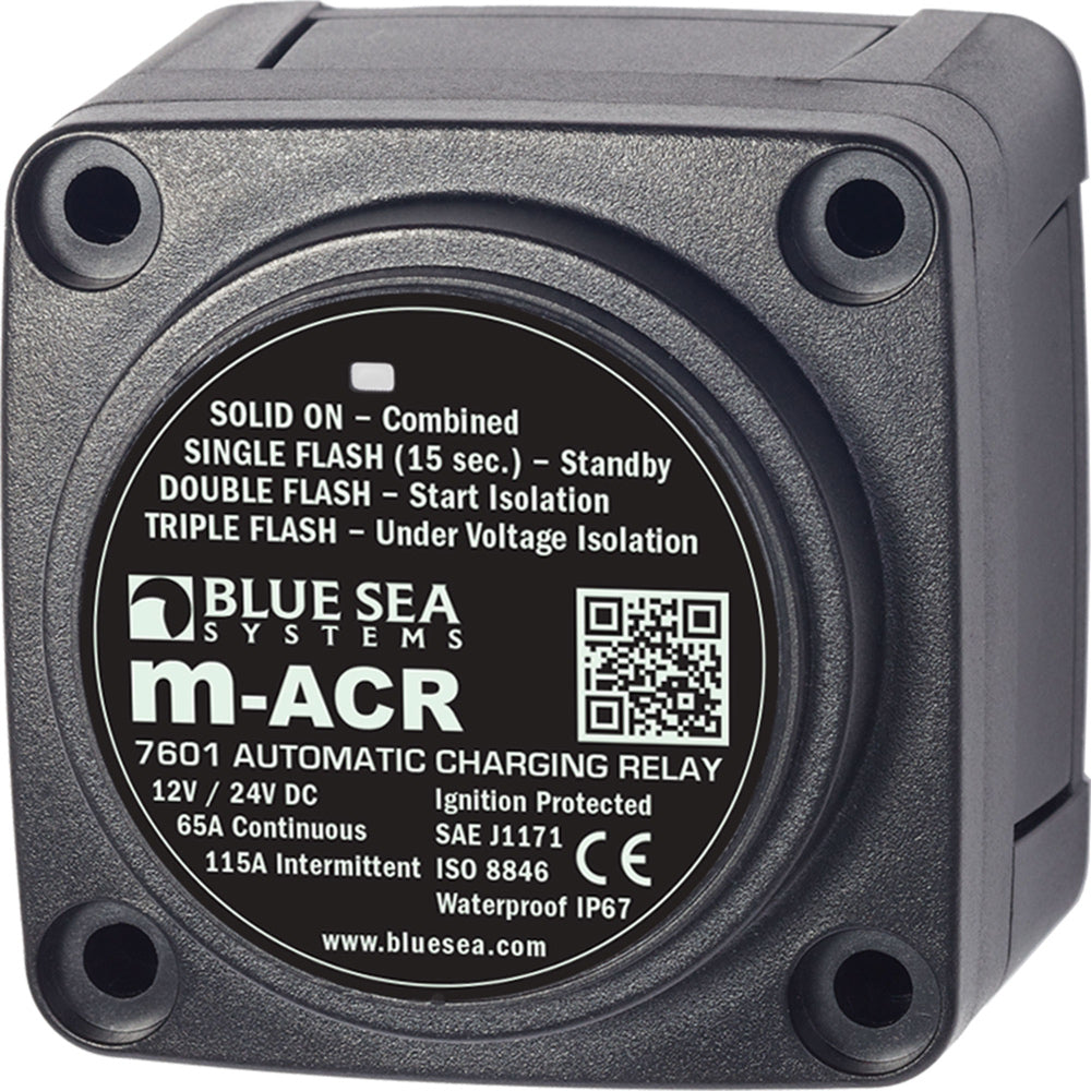 Blue Sea Systems m-Series Automatic Charging Relay, 12/24V DC, 65A, Start Isolation — Quality Boat Parts