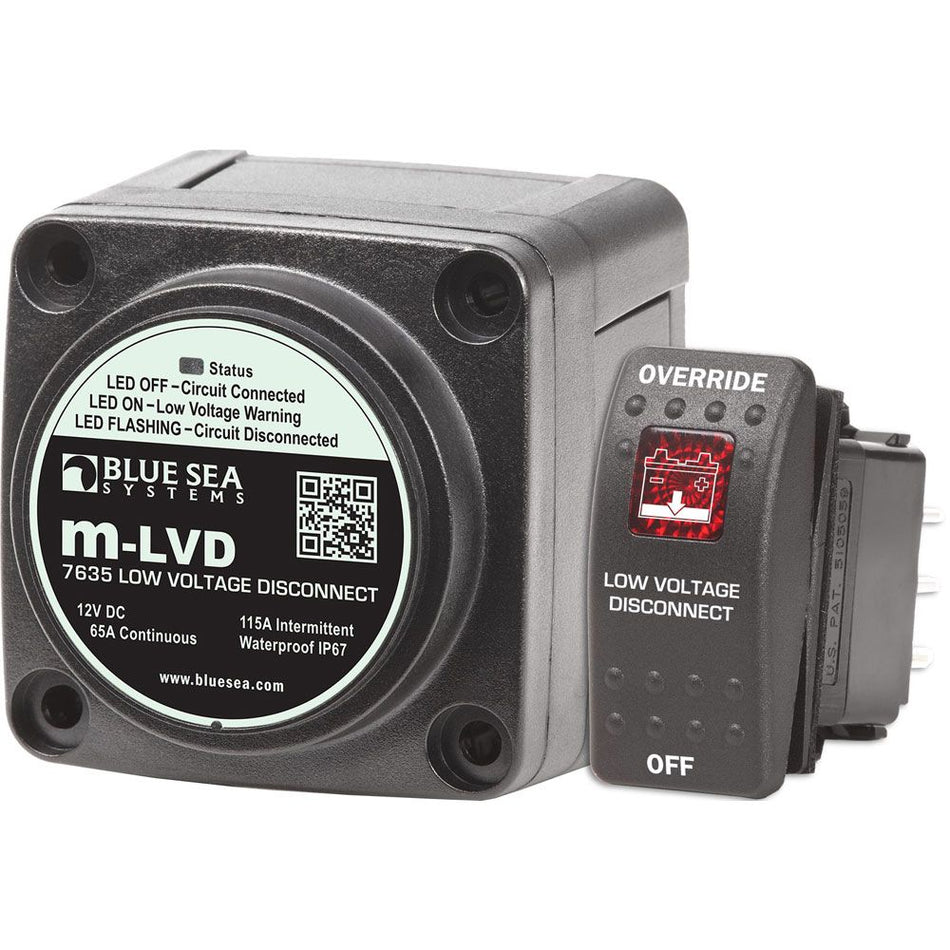 Blue Sea Systems m-LVD Low Voltage Disconnect, 12V, 65A, IP67 — Quality Boat Parts