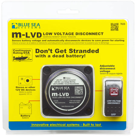 Blue Sea Systems m-LVD Low Voltage Disconnect, 12V, 65A, IP67 — Quality Boat Parts