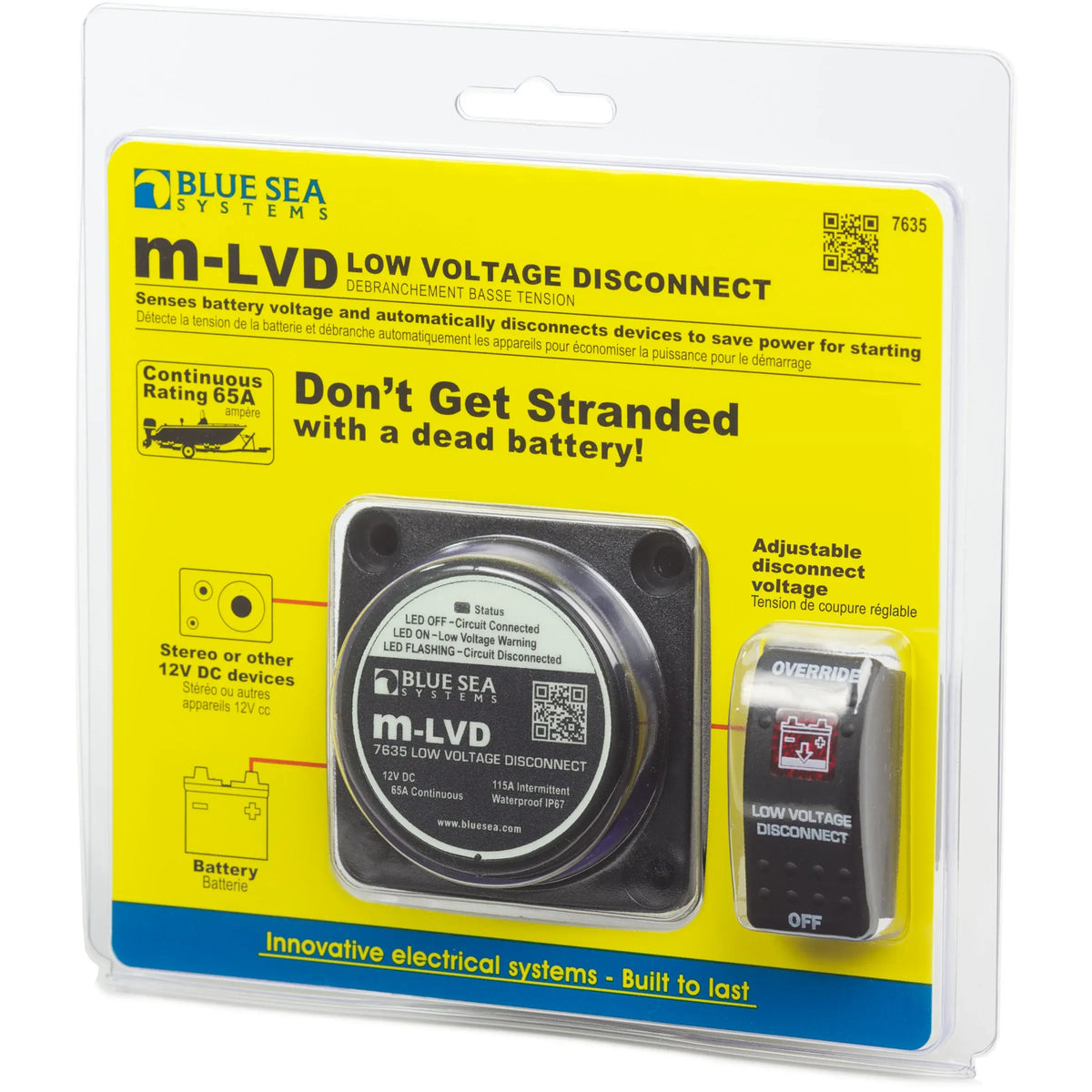 Blue Sea Systems m-LVD Low Voltage Disconnect, 12V, 65A, IP67 — Quality Boat Parts