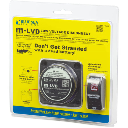 Blue Sea Systems m-LVD Low Voltage Disconnect, 12V, 65A, IP67 — Quality Boat Parts