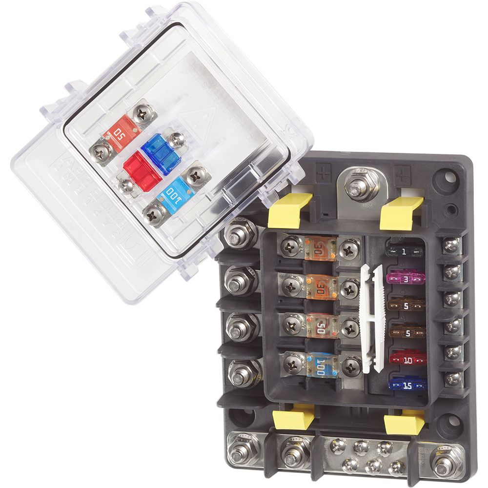 Blue Sea Systems SafetyHub 150 Fuse Block, 10-Circuit, 4 MIDI/AMI, 6 ATO/ATC, Ignition Protected — Quality Boat Parts