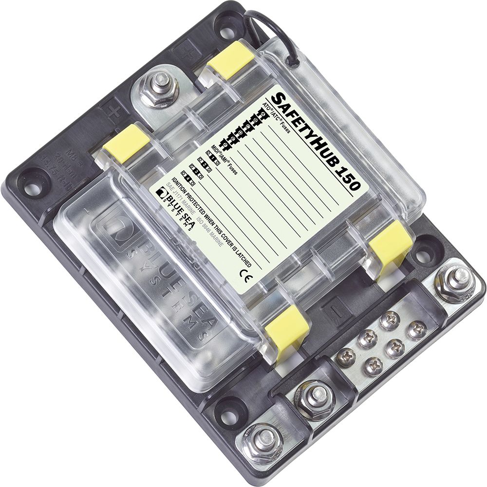 Blue Sea Systems SafetyHub 150 Fuse Block, 10-Circuit, 4 MIDI/AMI, 6 ATO/ATC, Ignition Protected — Quality Boat Parts