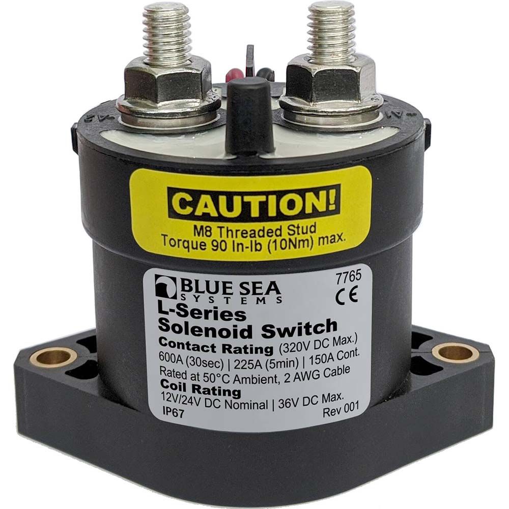 Blue Sea Systems L-Series Solenoid Switch, 150A, 12/24V DC, SPST Normally Open, Continuous Duty — Quality Boat Parts