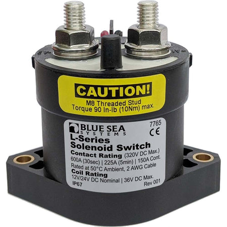Blue Sea Systems L-Series Solenoid Switch, 150A, 12/24V DC, SPST Normally Open, Continuous Duty — Quality Boat Parts