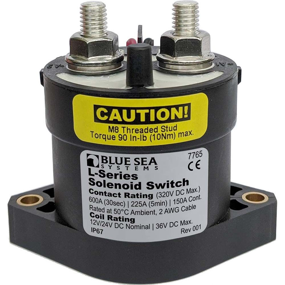 Blue Sea Systems L-Series Solenoid Switch, 150A, 12/24V DC, SPST Normally Open, Continuous Duty — Quality Boat Parts