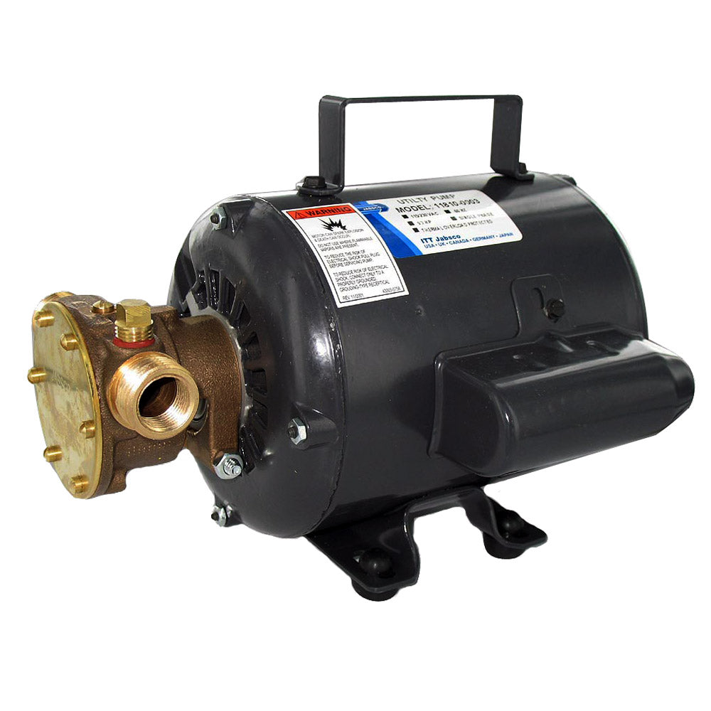 Jabsco 11810 Series Flexible Impeller Utility Pump, 115V AC, Bronze Construction, 9.6 GPM, Nitrile Impeller — Quality Boat Parts