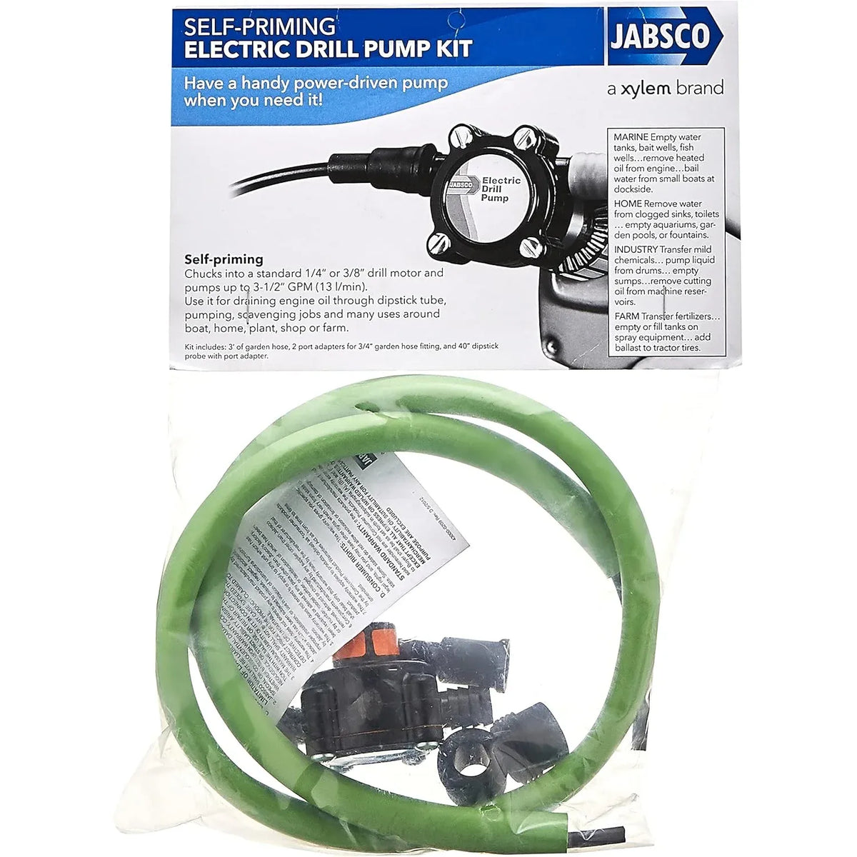 Jabsco Drill Pump Kit, For Oil Changes, 3.5 GPM, Self-Priming — Quality Boat Parts