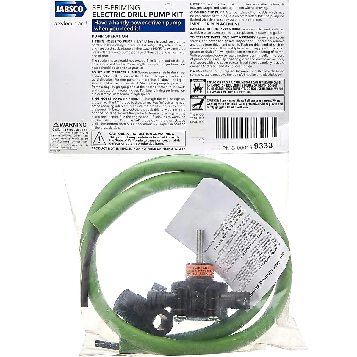 Jabsco Drill Pump Kit, For Oil Changes, 3.5 GPM, Self-Priming — Quality Boat Parts