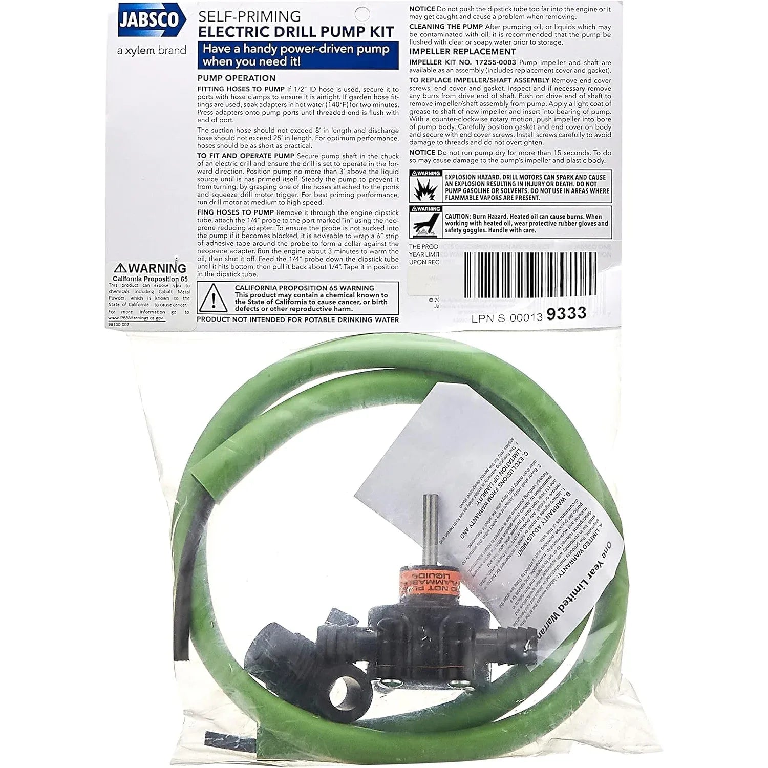 Jabsco Drill Pump Kit, For Oil Changes, 3.5 GPM, Self-Priming — Quality Boat Parts