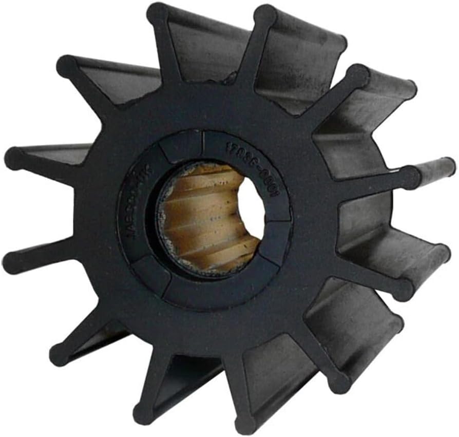 Jabsco Flexible Impeller, 3-3/4 x 3-1/2 x 1 in, Spline Drive, 12 Blades, Neoprene, Brass Insert — Quality Boat Parts