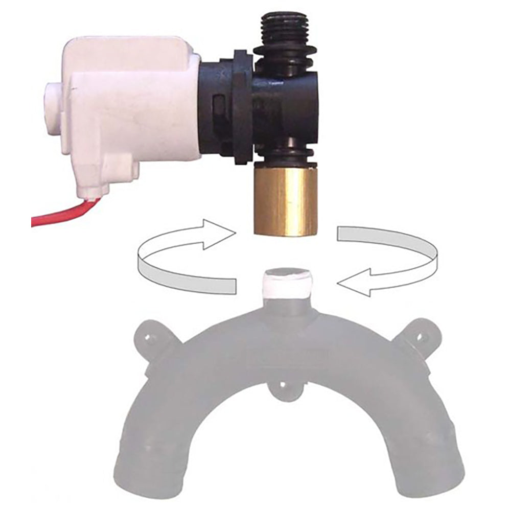 Jabsco Vented Loop Solenoid Valve, For 37010 Series Toilets, 12/24V, 1/4 in BSP Brass Connector — Quality Boat Parts