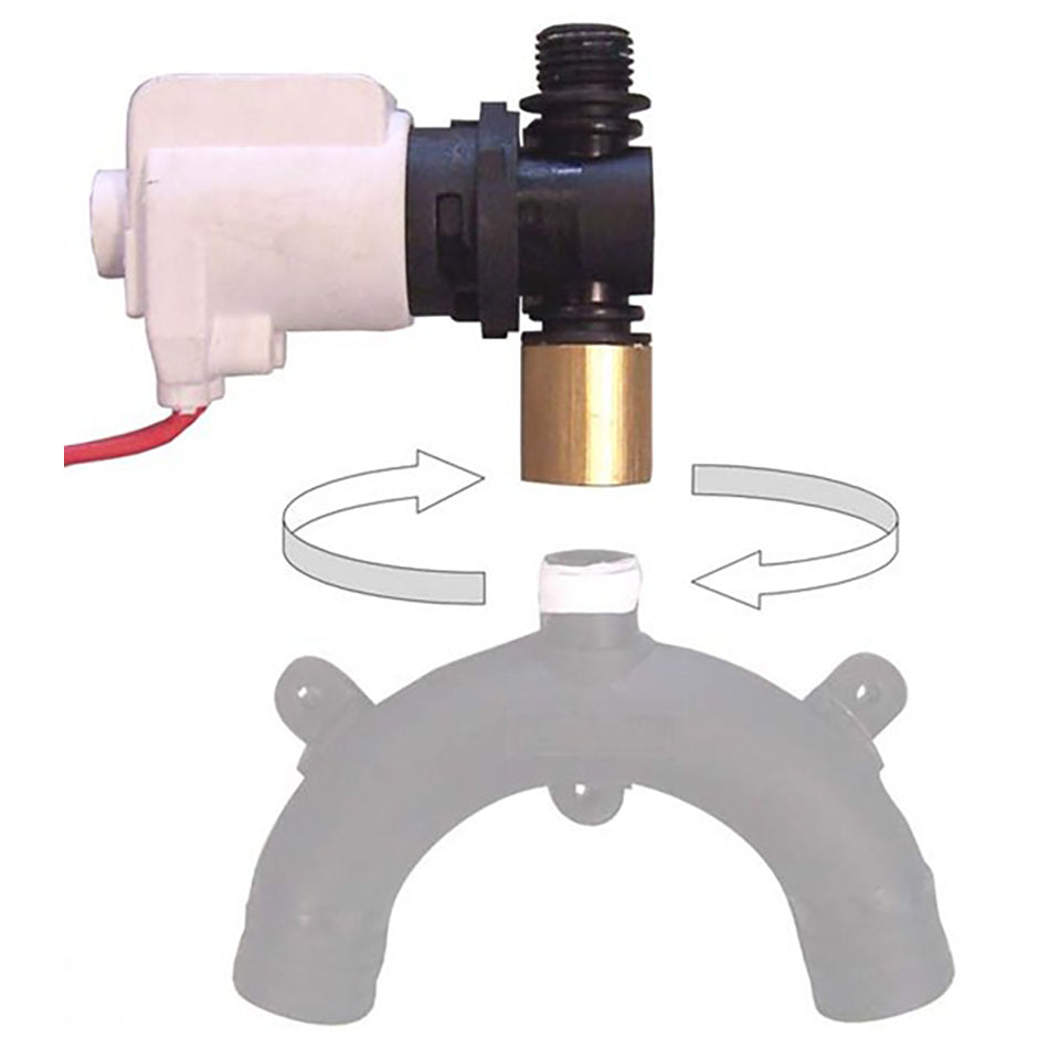 Jabsco Vented Loop Solenoid Valve, For 37010 Series Toilets, 12/24V, 1/4 in BSP Brass Connector — Quality Boat Parts