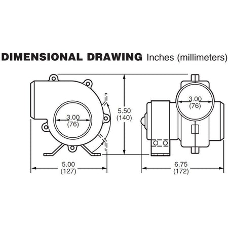 Jabsco Flexmount Blower, 3 in, 12V, 105 CFM, Ignition Protected — Quality Boat Parts