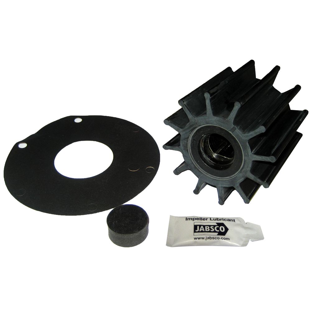 Jabsco Impeller Kit, Double Flat Drive, 12-Blade, Neoprene, 3-3/4 in Diameter, 3-1/2 in Depth, 1 in Shaft Diameter, Plastic Insert — Quality Boat Parts