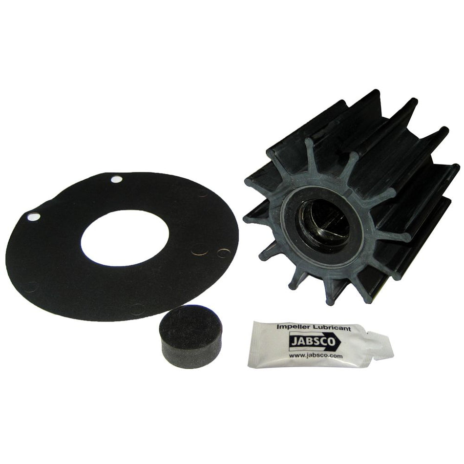 Jabsco Impeller Kit, Double Flat Drive, 12-Blade, Neoprene, 3-3/4 in Diameter, 3-1/2 in Depth, 1 in Shaft Diameter, Plastic Insert — Quality Boat Parts