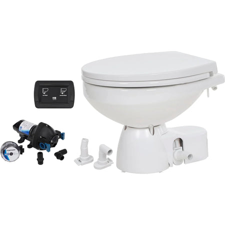 Jabsco Quiet Flush E2 Raw Water Marine Toilet, 12V, Regular Bowl, Touch Panel, Soft-Close Lid — Quality Boat Parts