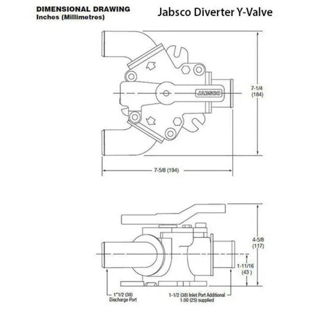 Jabsco Waste Diverter Y-Valve, 1-1/2 in Ports, 1 in Inlet — Quality Boat Parts
