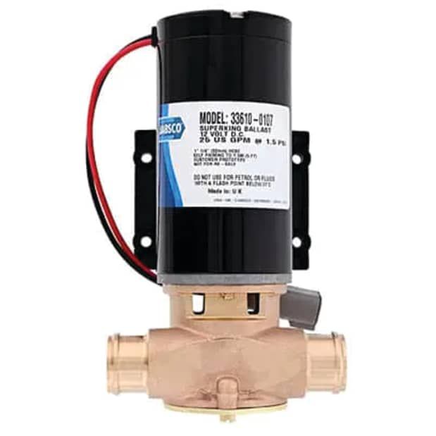 Jabsco Ballast SuperKing Flexible Impeller Pump, Deutsch Connector, 12V, 1-1/4 in Hose Barb, No Reversing Switch — Quality Boat Parts
