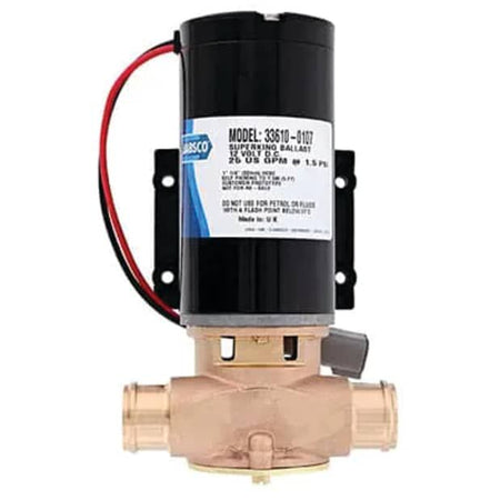 Jabsco Ballast SuperKing Flexible Impeller Pump, Deutsch Connector, 12V, 1-1/4 in Hose Barb, No Reversing Switch — Quality Boat Parts