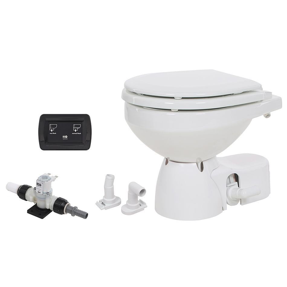Jabsco Quiet Flush E2 Fresh Water Electric Marine Toilet, Compact Bowl, 24V, Touch Panel — Quality Boat Parts
