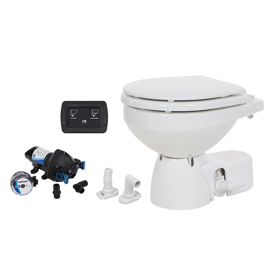 Jabsco Quiet Flush E2 Raw Water Marine Toilet, Compact Bowl, 12V, Touch Panel — Quality Boat Parts