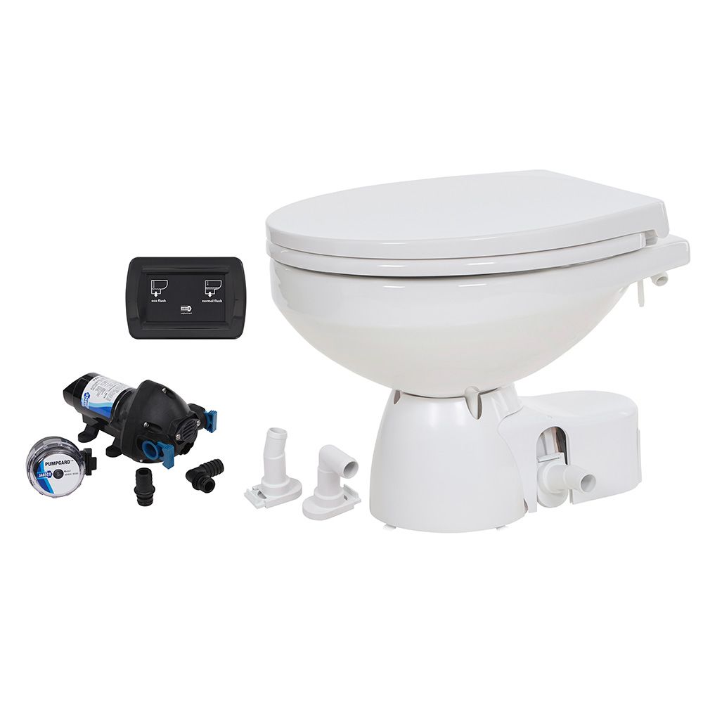 Jabsco Quiet Flush E2 Raw Water Marine Toilet, Regular Bowl, 24V, Soft-Close Lid — Quality Boat Parts