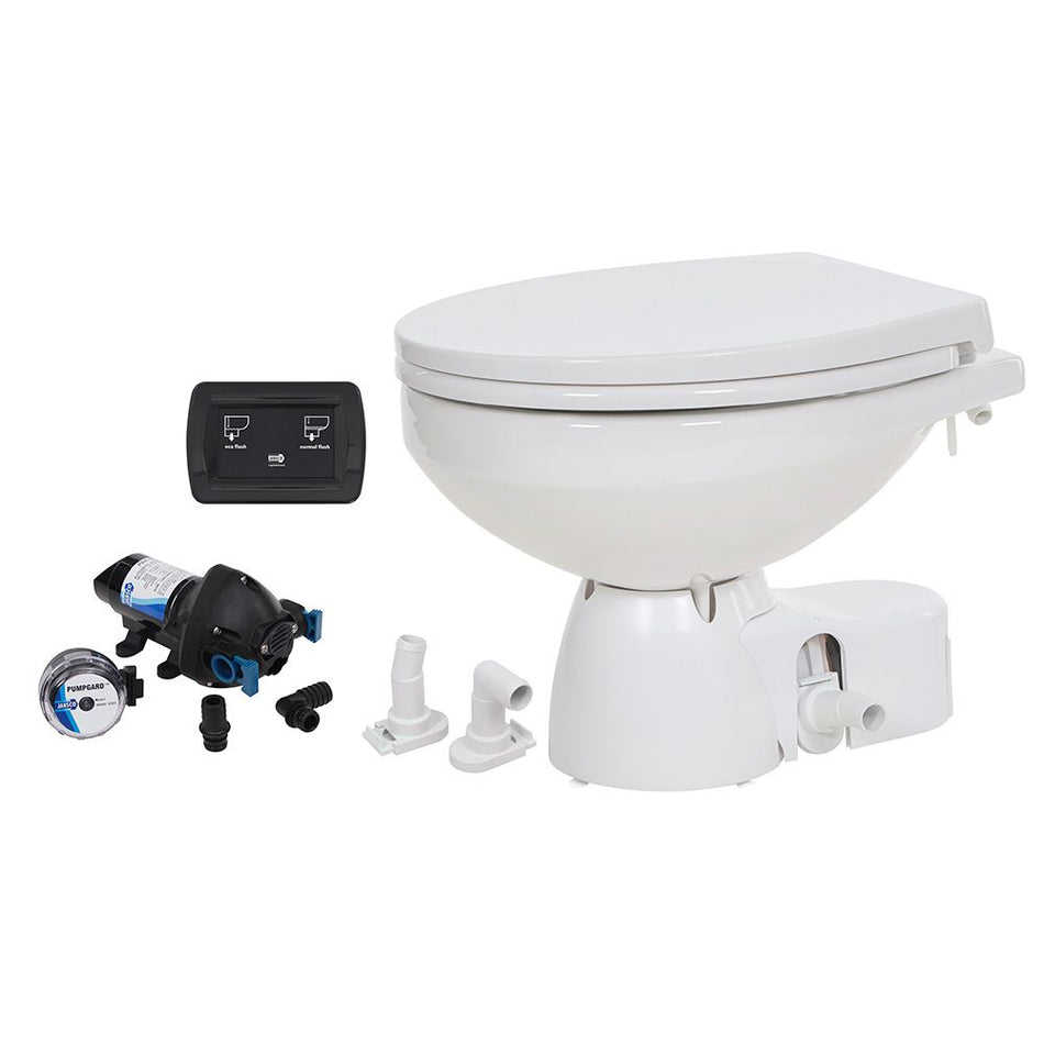 Jabsco Quiet Flush E2 Raw Water Marine Toilet, Regular Bowl, 24V, Soft-Close Lid — Quality Boat Parts