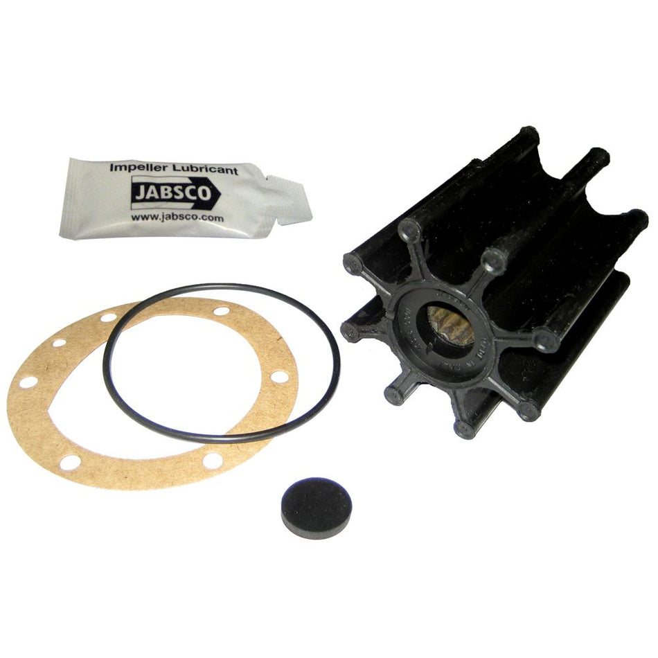 Jabsco Impeller Kit, 8-Blade, Neoprene, 2-9/16 in Diameter x 3 in Depth, 5/8 in Shaft Diameter, Spline Drive, Brass Insert — Quality Boat Parts
