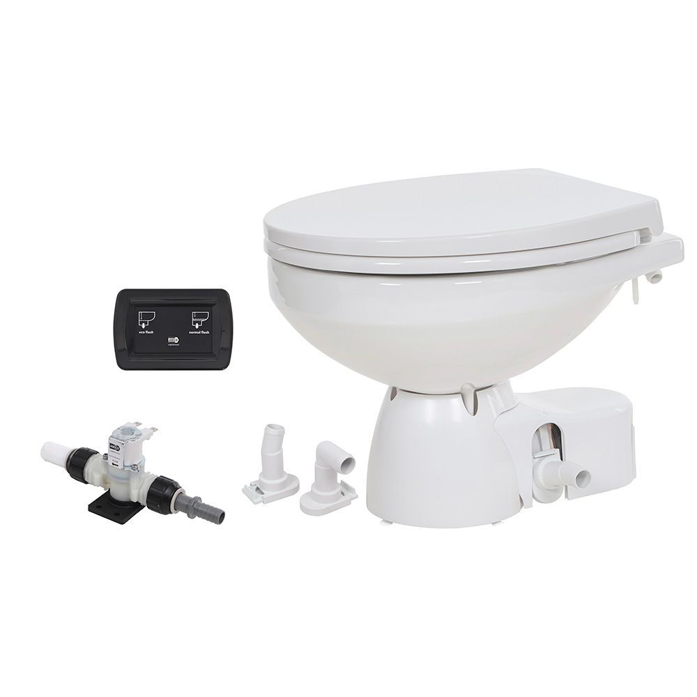 Jabsco Quiet Flush E2 Fresh Water Marine Toilet, Regular Bowl, 12V, Soft-Close Lid, Touch Panel Control — Quality Boat Parts