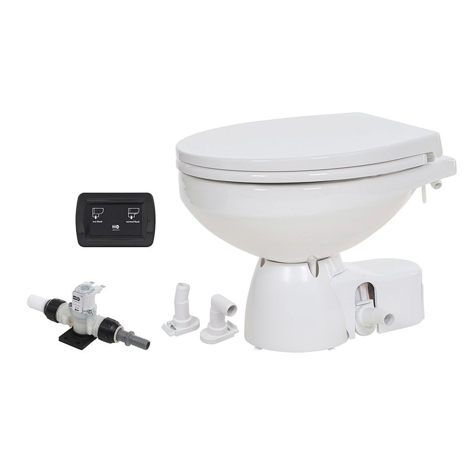Jabsco Quiet Flush E2 Fresh Water Marine Toilet, Regular Bowl, 12V, Soft-Close Lid, Touch Panel Control — Quality Boat Parts