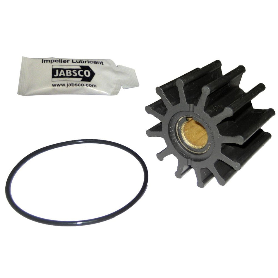 Jabsco Impeller Kit, Neoprene, 12-Blade, Key Drive, 2-9/16 x 1-5/8 x 5/8 in, Brass Insert — Quality Boat Parts