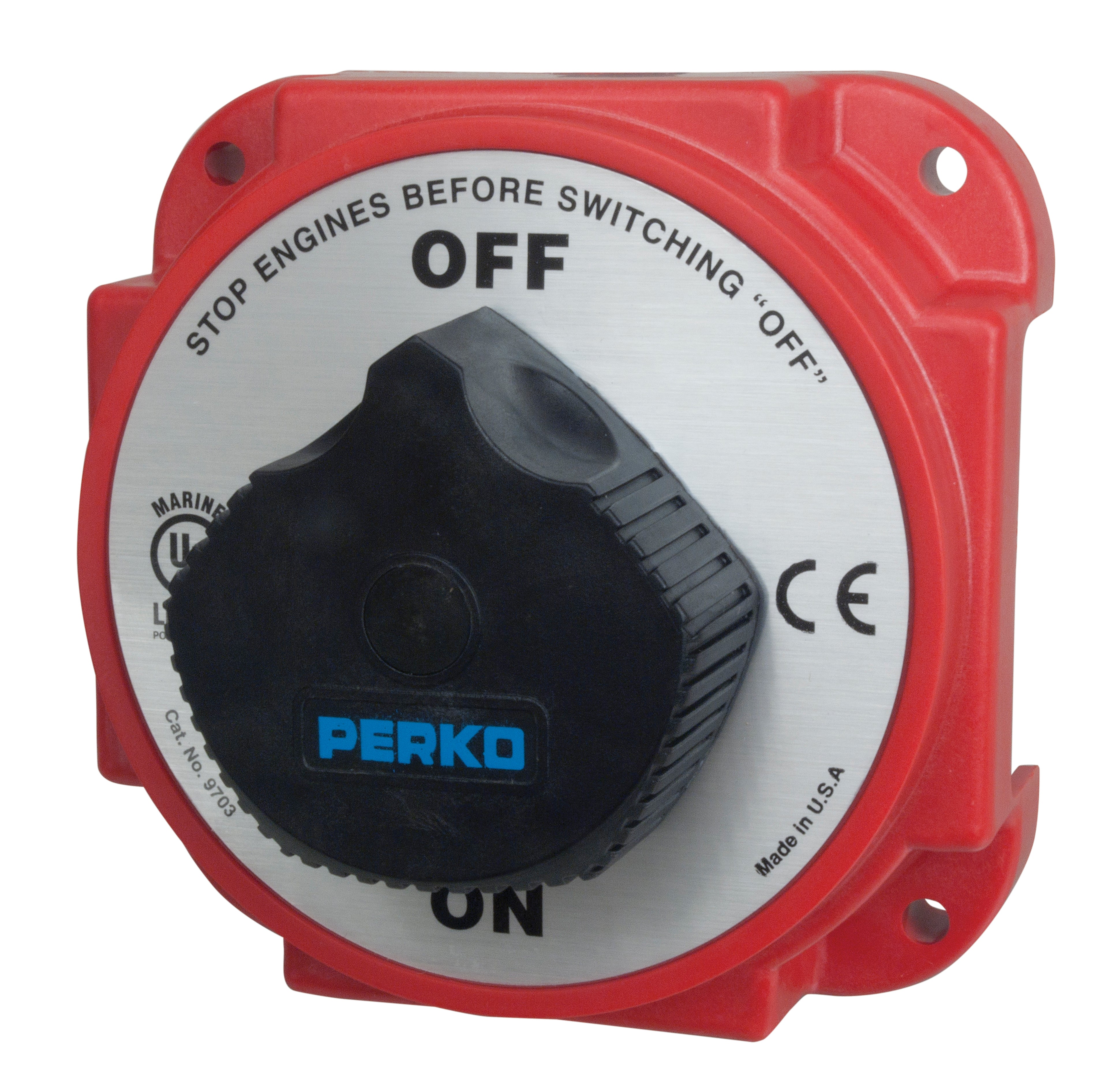 Perko 9703 Heavy Duty Battery Disconnect Switch, Alternator Field Disconnect, 6-32V, Ignition Protected — Quality Boat Parts