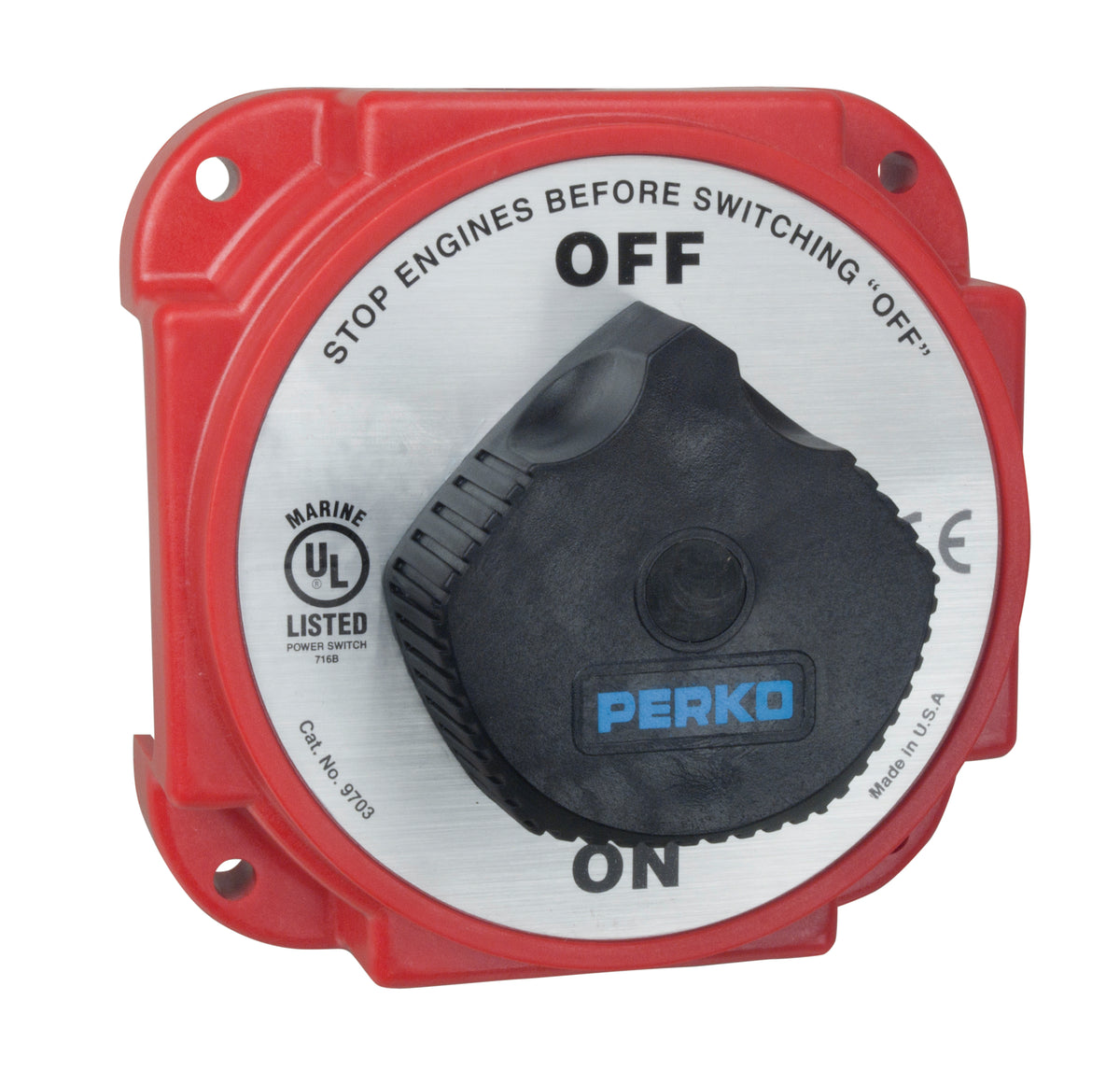 Perko 9703 Heavy Duty Battery Disconnect Switch, Alternator Field Disconnect, 6-32V, Ignition Protected — Quality Boat Parts