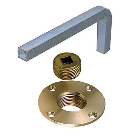 Perko Garboard Drain Plug, 1 in NPT, Cast Bronze Flange, Steel Wrench — Quality Boat Parts