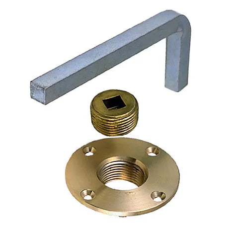 Perko Garboard Drain Plug, 1 in NPT, Cast Bronze Flange, Steel Wrench — Quality Boat Parts