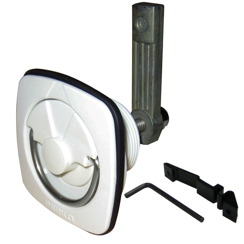 Perko 1082 Flush Lock & Latch, White, Non-Locking, Straight Cam Bar — Quality Boat Parts
