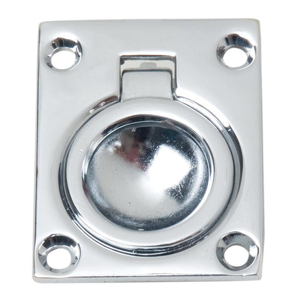 Perko Flush Ring Pull, Chrome-Plated Zinc Alloy, 1-3/4 in x 1-3/8 in, #6 Screw Size — Quality Boat Parts