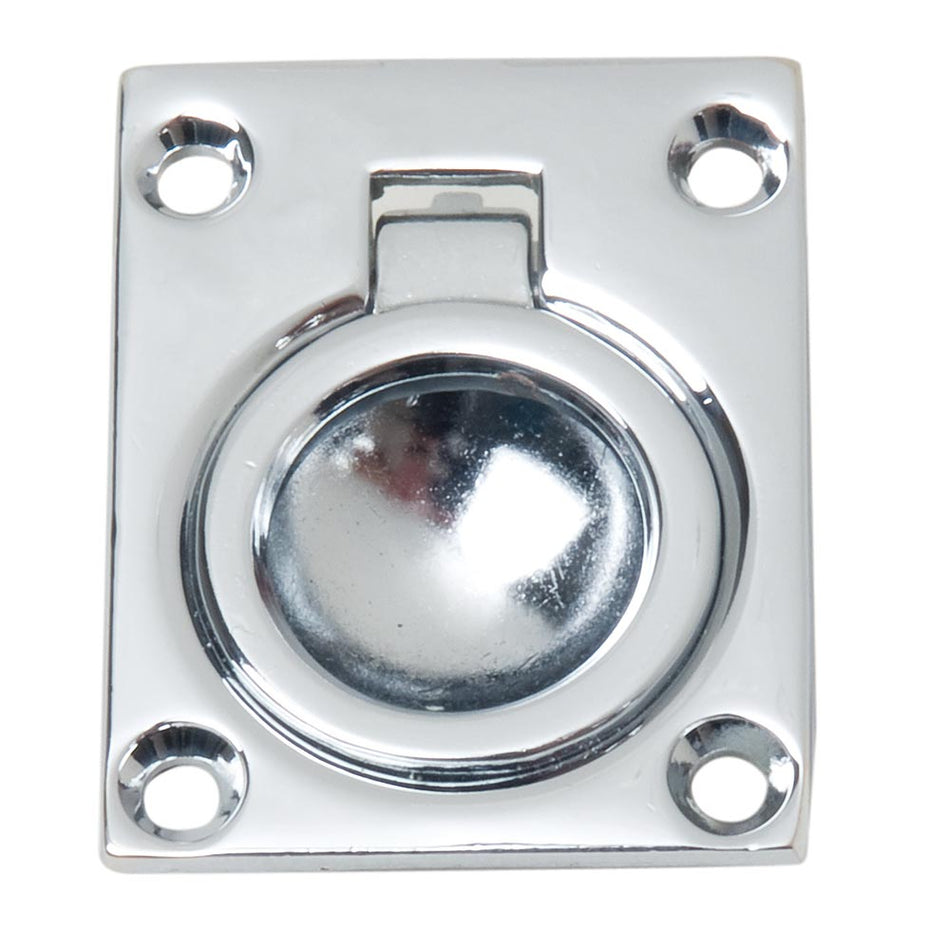 Perko Flush Ring Pull, Chrome-Plated Zinc Alloy, 1-3/4 in x 1-3/8 in, #6 Screw Size — Quality Boat Parts