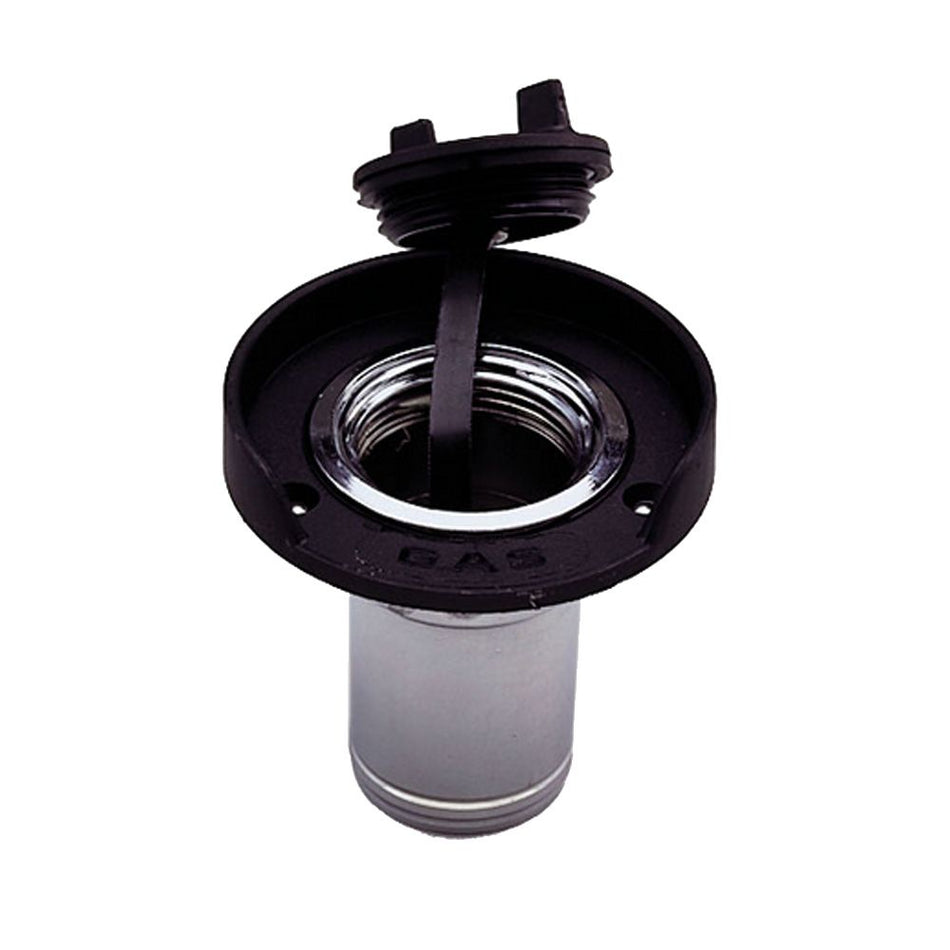 Perko Gas Fill, 1-1/2 in Hose, Chrome-Plated Zinc Alloy, Black Polymer Flange — Quality Boat Parts