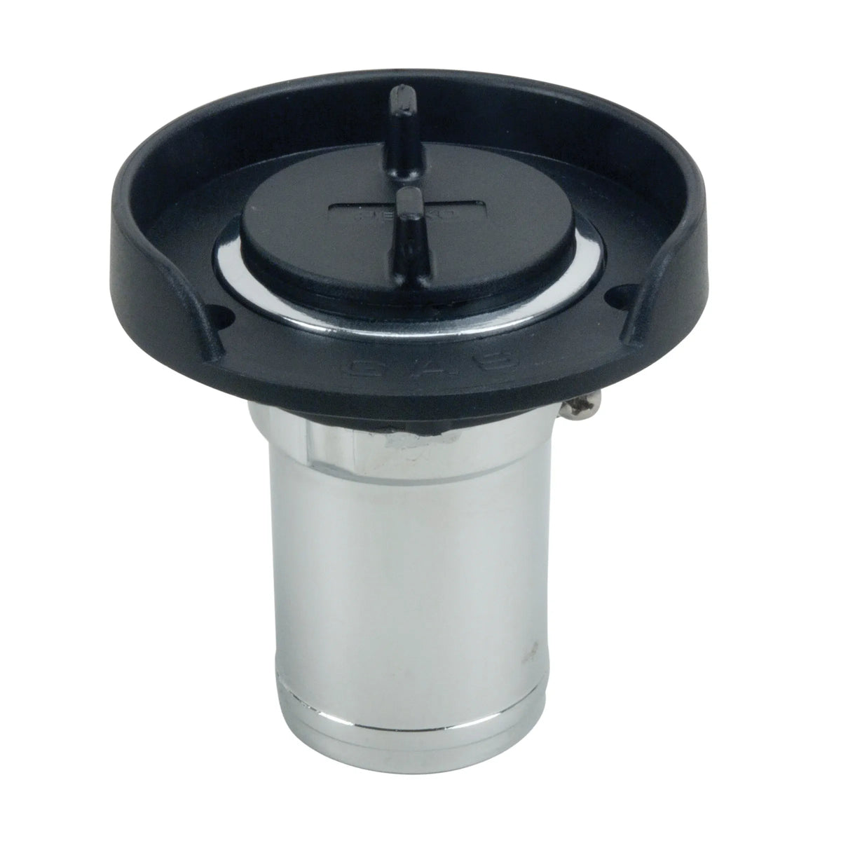Perko Gas Fill, 1-1/2 in Hose, Chrome-Plated Zinc Alloy, Black Polymer Flange — Quality Boat Parts