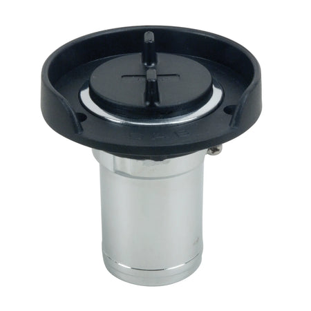 Perko Gas Fill, 1-1/2 in Hose, Chrome-Plated Zinc Alloy, Black Polymer Flange — Quality Boat Parts