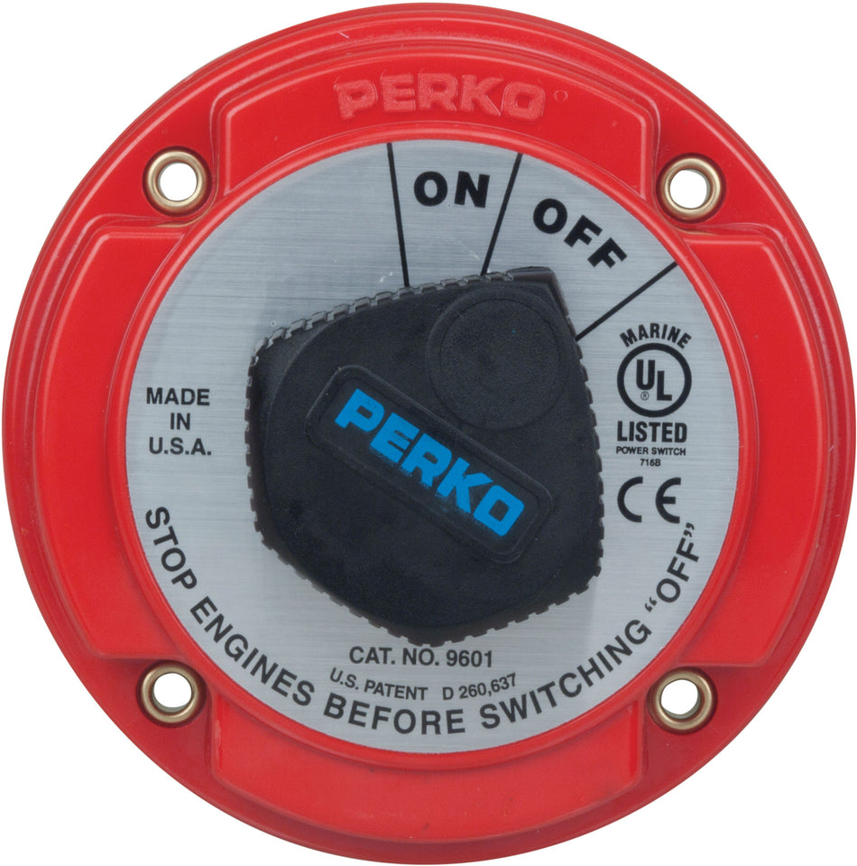 Perko 9601 Series Medium Duty Battery Disconnect Switch, 250A, 6-32VDC, Ignition Protected — Quality Boat Parts